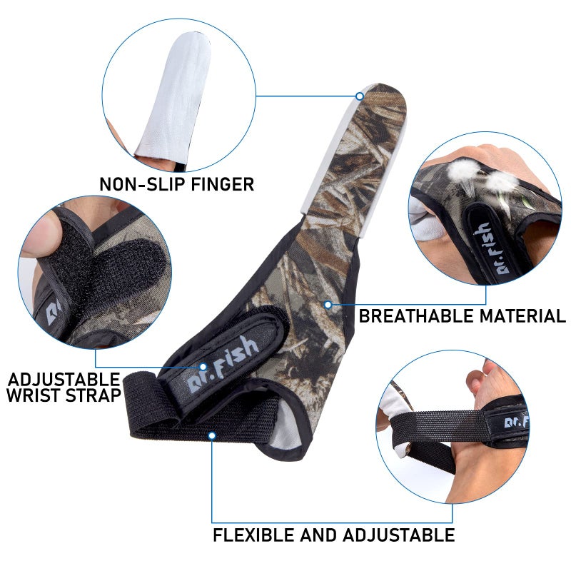 Dr.Fish 2 Pieces Fishing Gloves Casting Finger Stall Protector Anti-Slice Saltwater Trolling Surf Fishing Braid Line Anti-Slip Cooftable Woolen Size L - Image 4